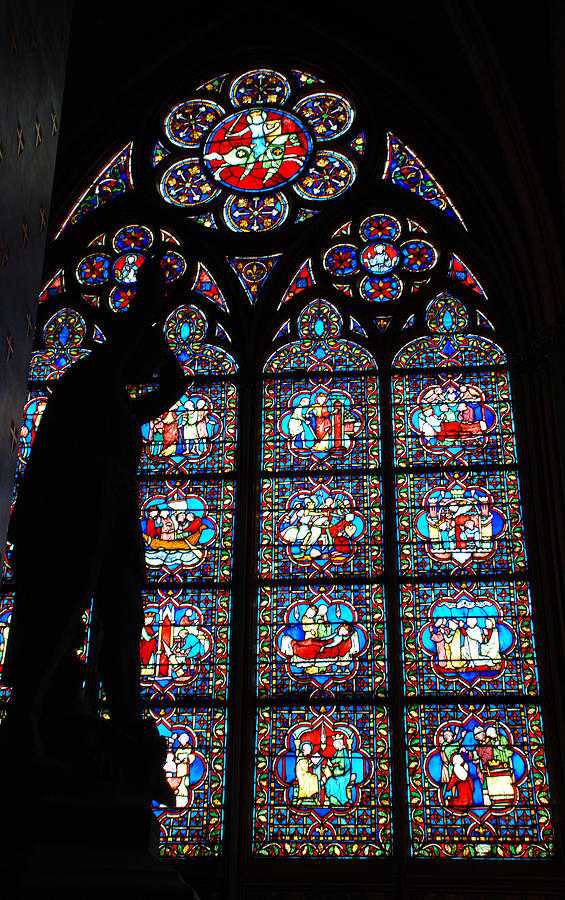 Notre Dame Stained Glass Silhouette Photograph by Jennifer Ancker