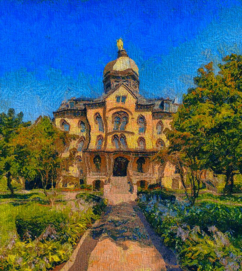 Notre Dame University Meets Van Gogh Painting by Dan Sproul