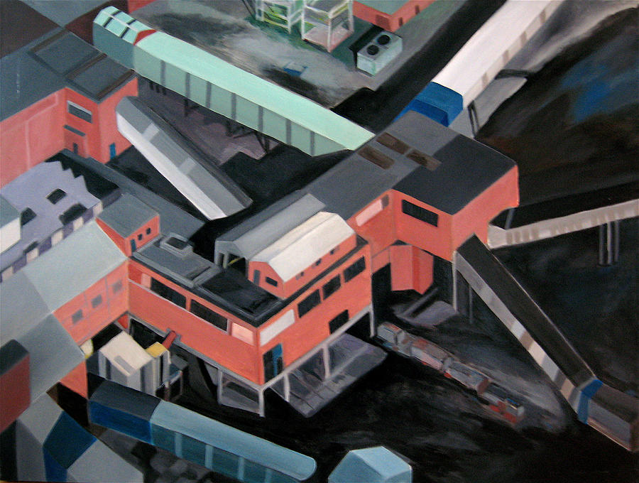Architecture Painting - Nottinghamshire coal mine by Toni Silber-Delerive