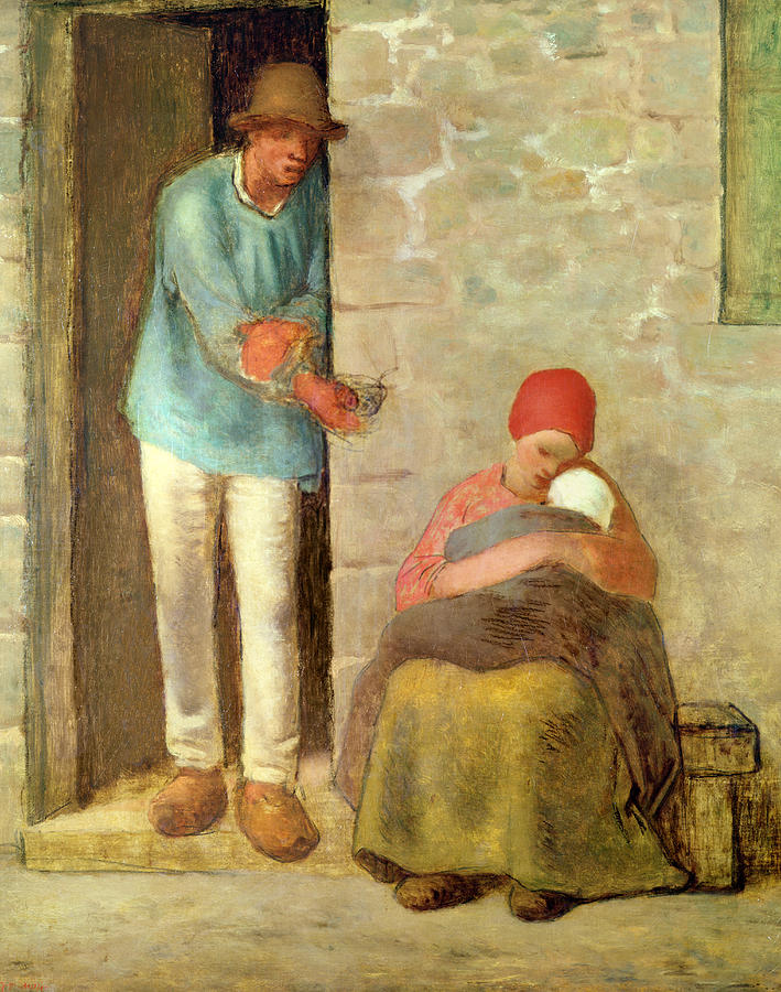 Poverty Painting - Nourishment, 1858 by Jean-Francois Millet