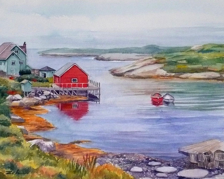 Nova Scotia Harbor Painting by Janet Zeh