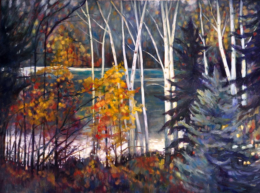 November Lake Painting by Brenda Loschiavo