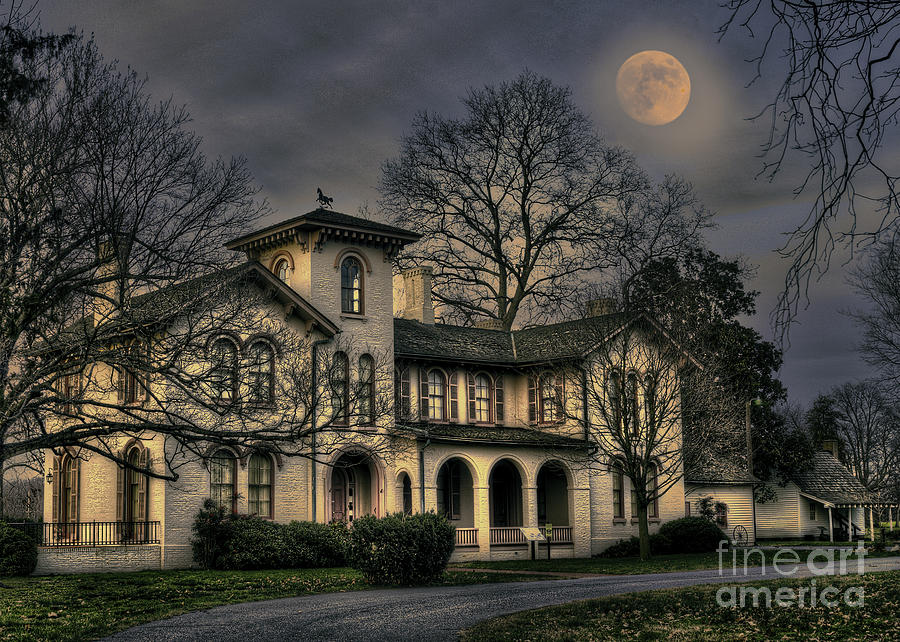 November Moon over Governor Ross Mansion Photograph by  Gene  Bleile Photography 