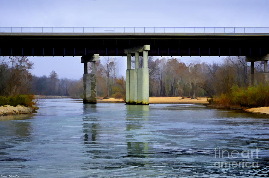 November under the brige - Current River near Van Beauren Mo - Digital Paint 1 Photograph by Debbie Portwood