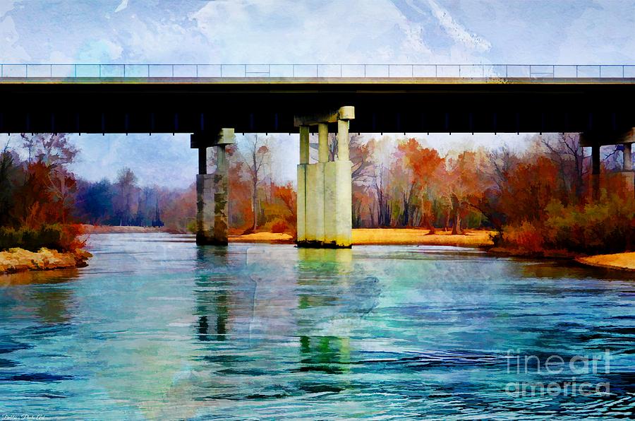 November under the brige - Current River near Van Beauren Mo - Digital Paint 3 Photograph by Debbie Portwood