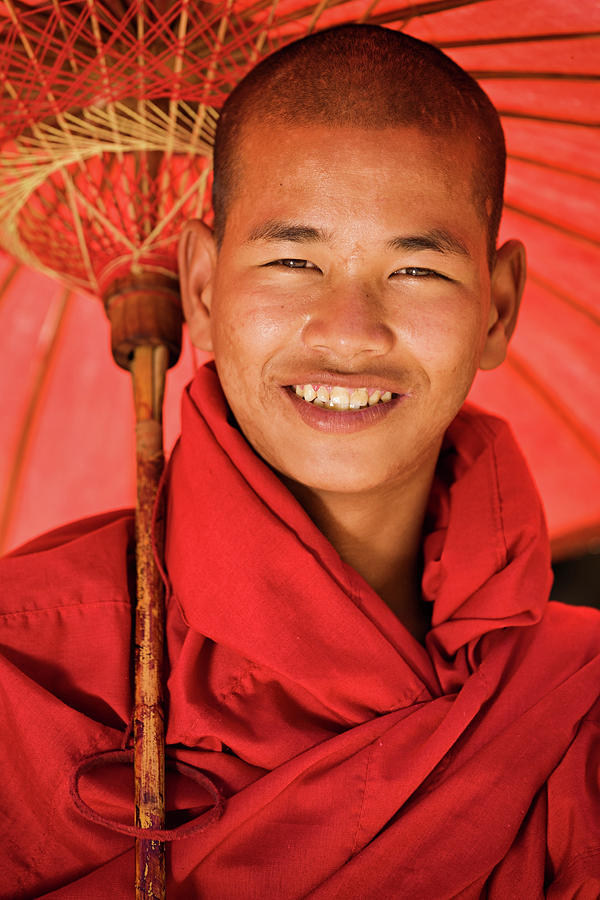 Novice Buddhist Monk, Myanmar Photograph by Hadynyah