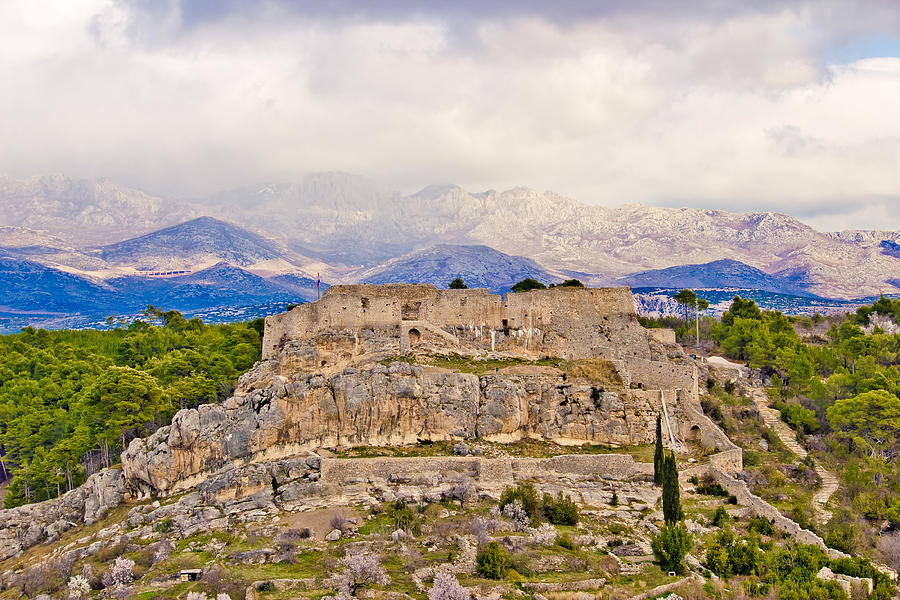 Novigrad Dalmatinski fortress and Velebit Mountain Photograph by Brch Photography