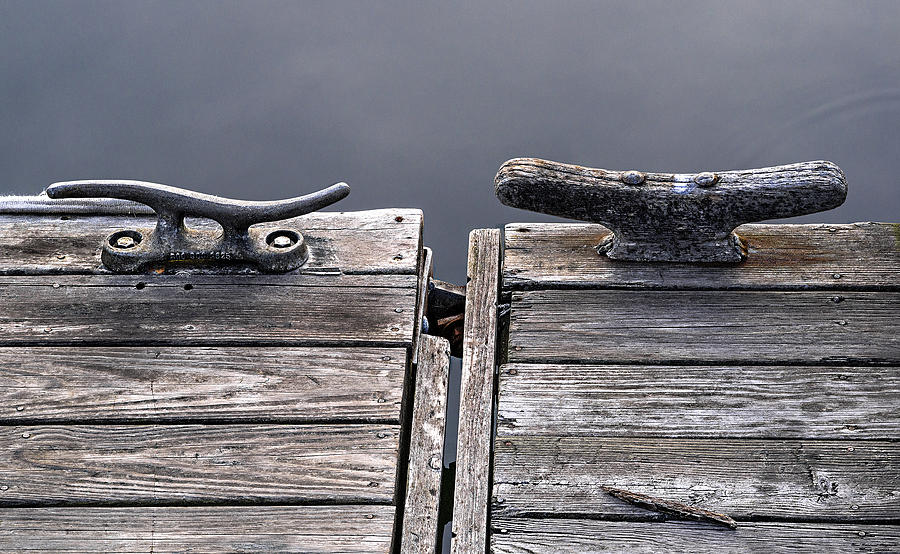 Pier Photograph - Now and Then Docking Cleats by Marty Saccone