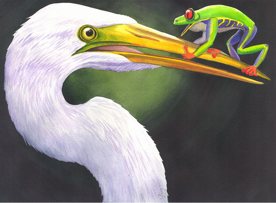Egret Painting - Now What by Catherine G McElroy