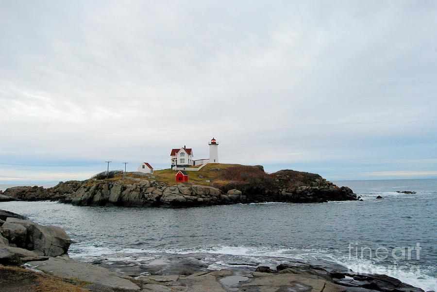 Nubble Lighthouse In Early Winter Photograph by Eunice Miller