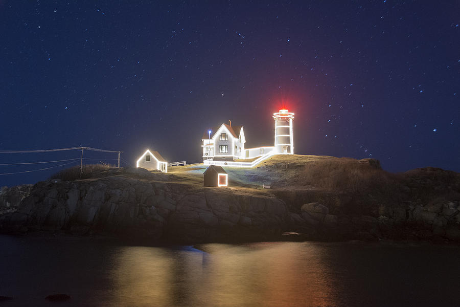 Nubble Light Holiday Lights Photograph by John Donovan