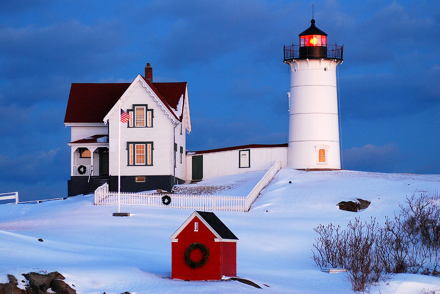 Nubble Light in Winter Photograph by James Kirkikis
