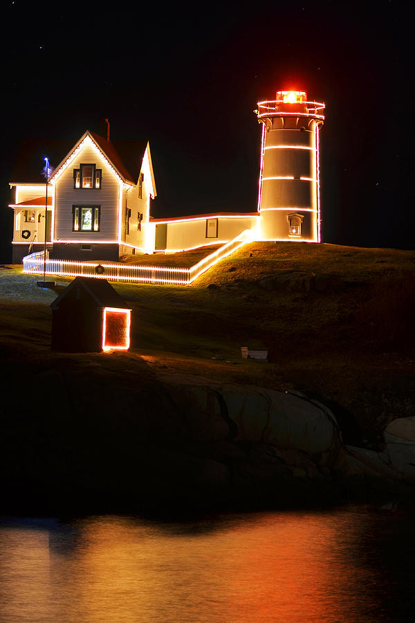 Nubble Light in York ME Cape Neddick Christmas Photograph by Toby McGuire