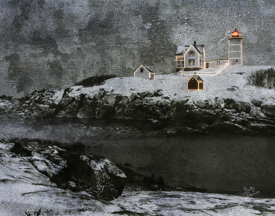 Christmas Photograph - Nubble Light Stormy Night by Betty Denise