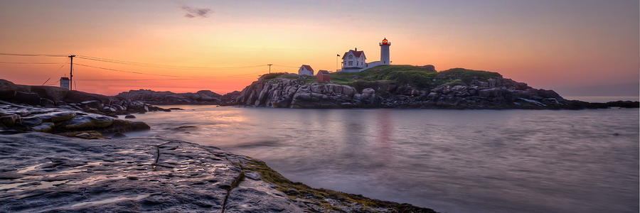 Nubble Lighthouse Before Sunrise - Panorama Photograph by At Lands End Photography