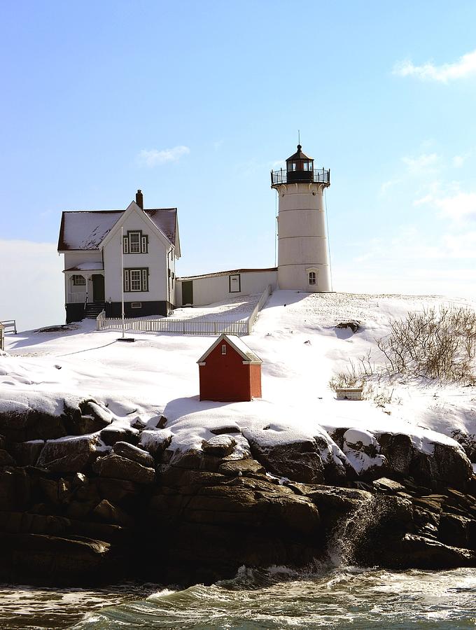 Nubble Lighthouse - First Day of Spring Photograph by Nina-Rosa Dudy