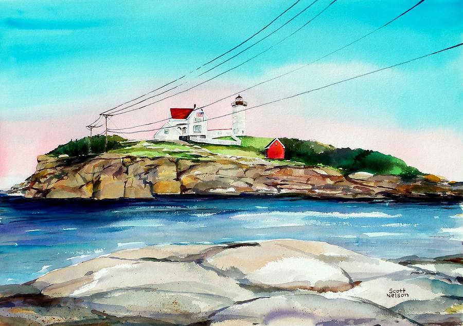 Nubble Lighthouse Maine Painting by Scott Nelson - Fine Art America