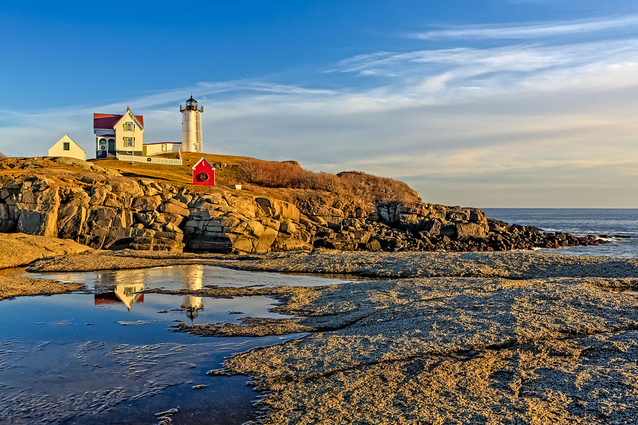 Nubble Lighthouse Reflections Photograph by Susan Candelario