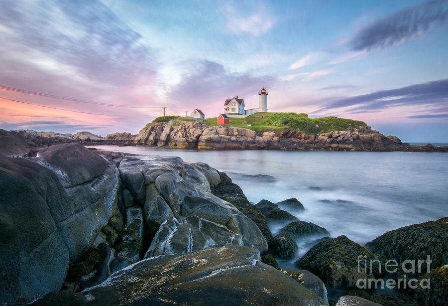 Nubble Lighthouse Photograph - Nubble Sunset by Scott Thorp