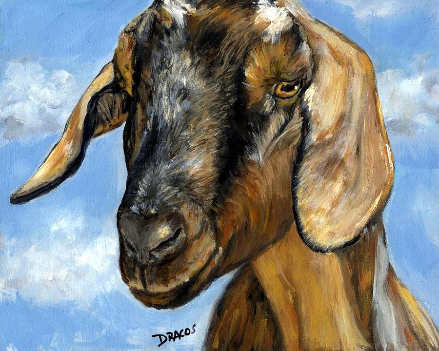 Nubian Goat Painting - Nubian Goat Portrait by Dottie Dracos