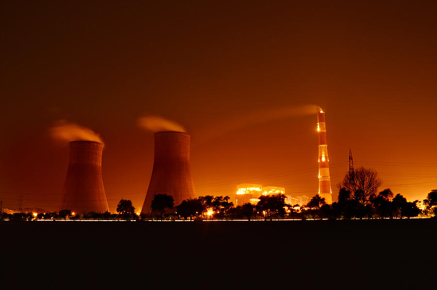 Nuclear Plant At Night Photograph by Pixelfusion3d