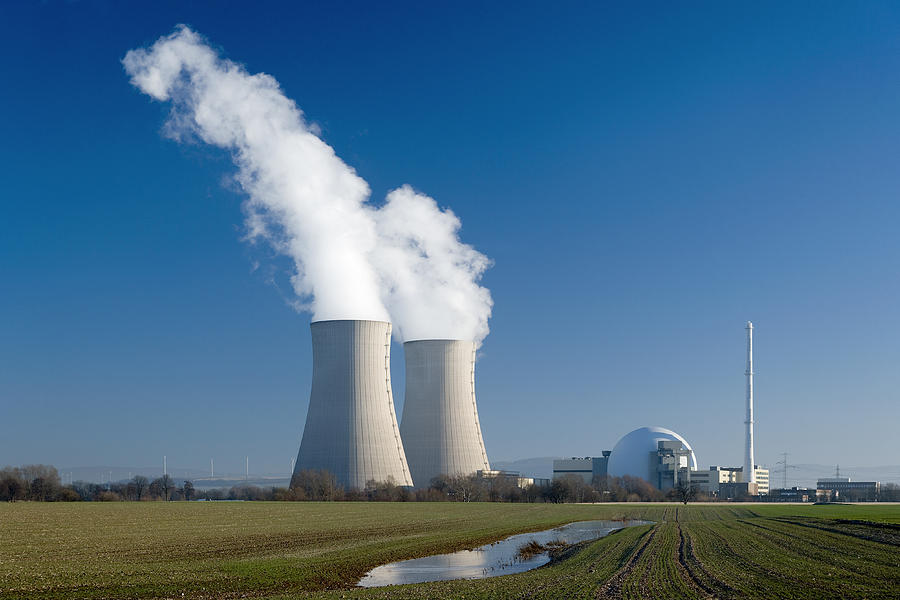 Nuclear power station Grohnde with steaming cooling towers Photograph by RelaxFoto.de