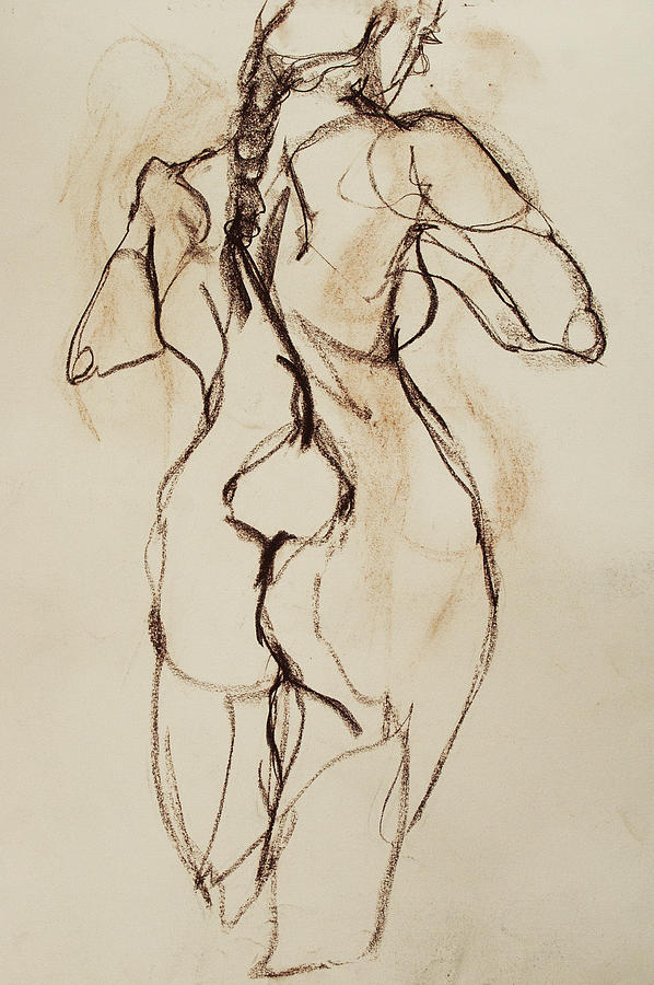 Nude Drawing - Nude-009 by Olusha Permiakoff