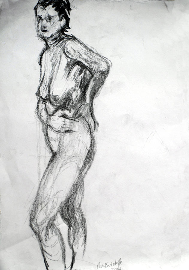 Nude Drawing - Nude 2 standing  by Paul Sutcliffe