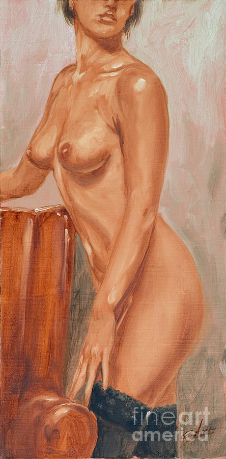 Nude and red chair Painting by John Silver