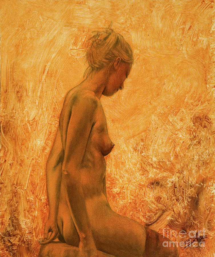 Nude and stockings I Painting by John Silver