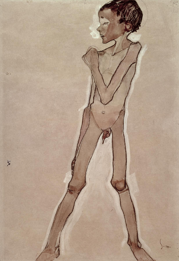 Nude Boy Standing Drawing Photograph by Egon Schiele