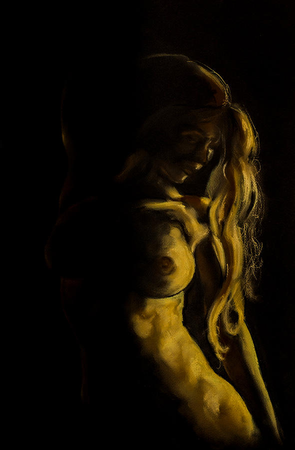 Fantasy Painting - Nude - chiaroscuro by Dorina  Costras