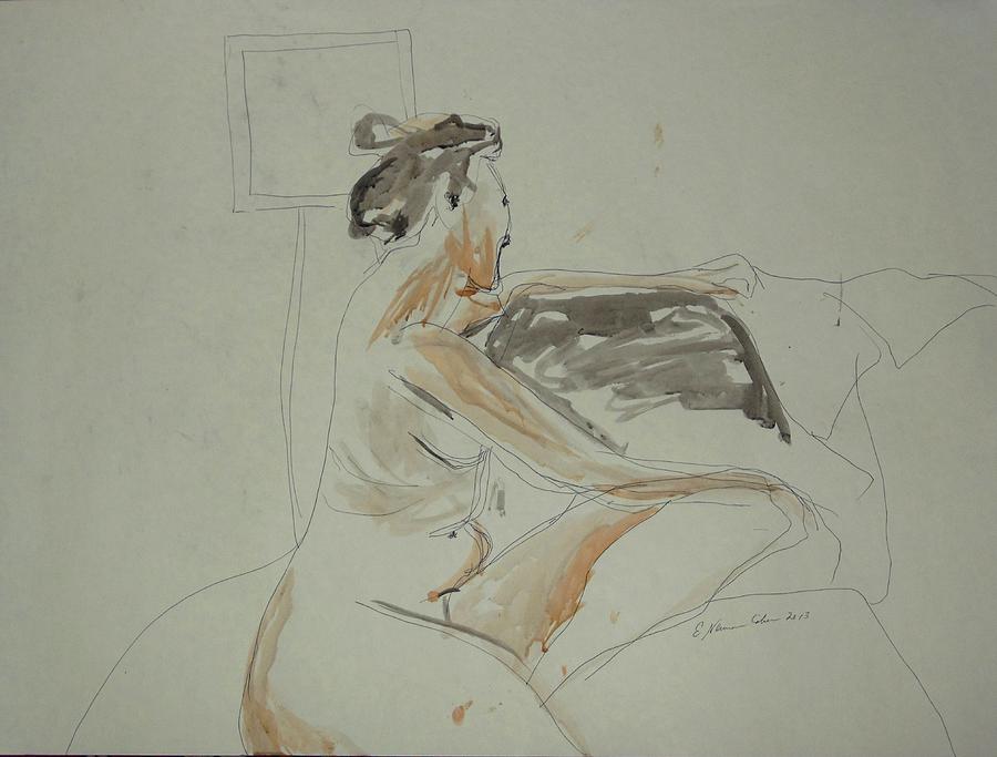 Nude Contemplating Painting by Esther Newman-Cohen