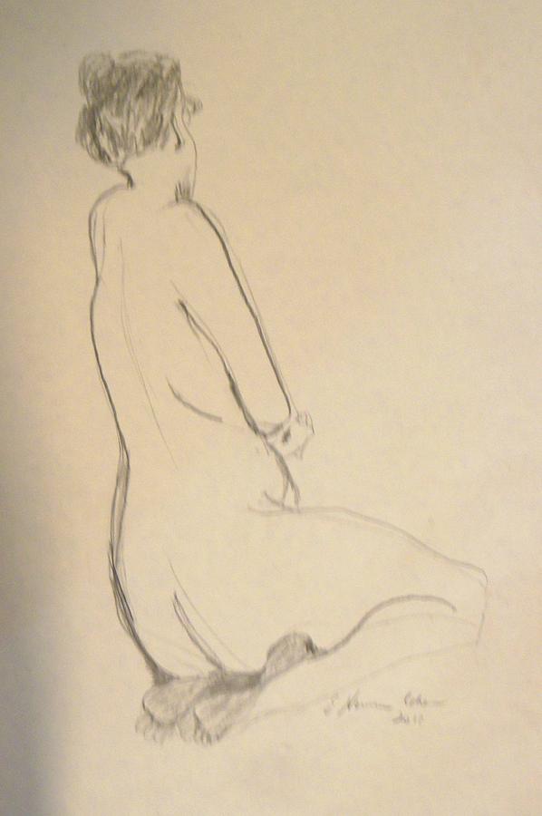 Nude Crouching Drawing by Esther Newman-Cohen