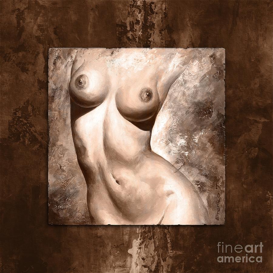 Abstract Painting - Erotic details - Digital color version frame brown by Emerico Imre Toth