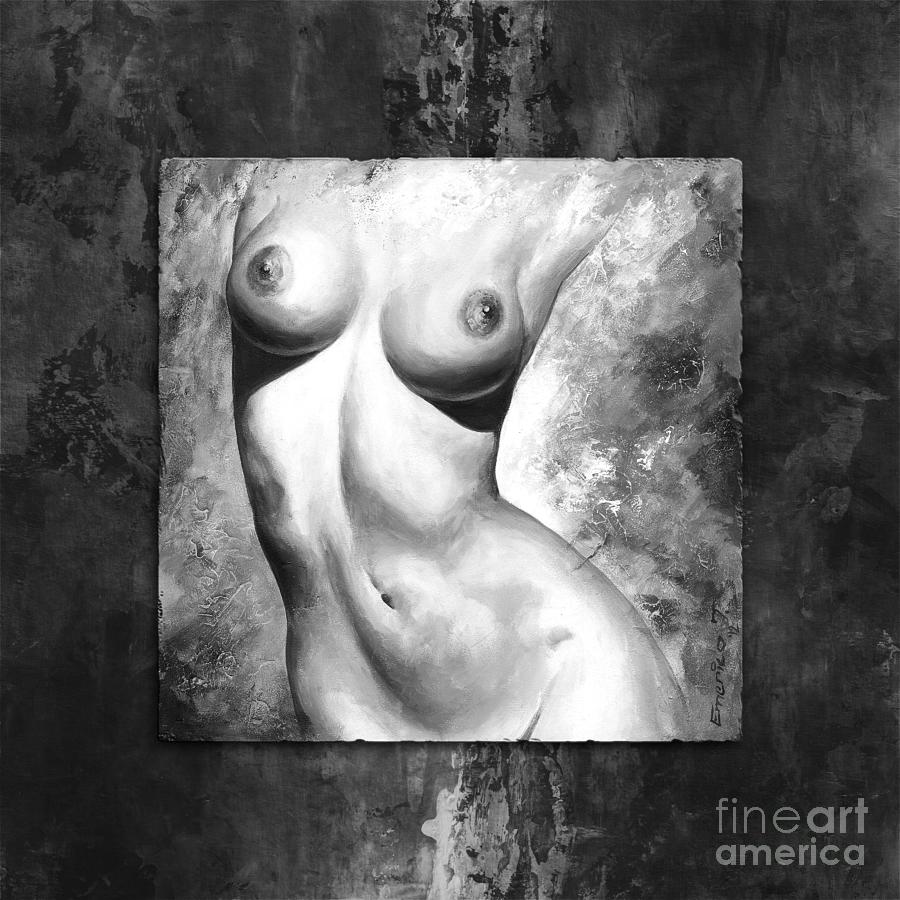 Abstract Painting - Erotic details - Style Black and White by Emerico Imre Toth
