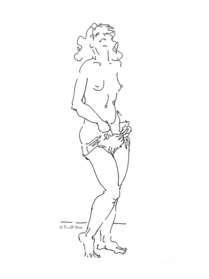 Nude Female Drawings 4 Drawing by Gordon Punt