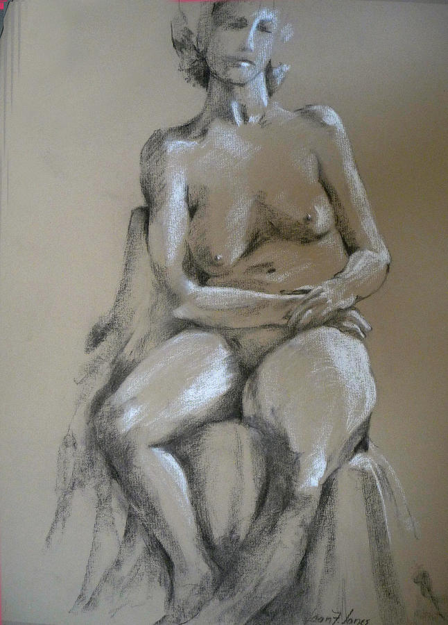 Nude female Drawing by Joan Jones
