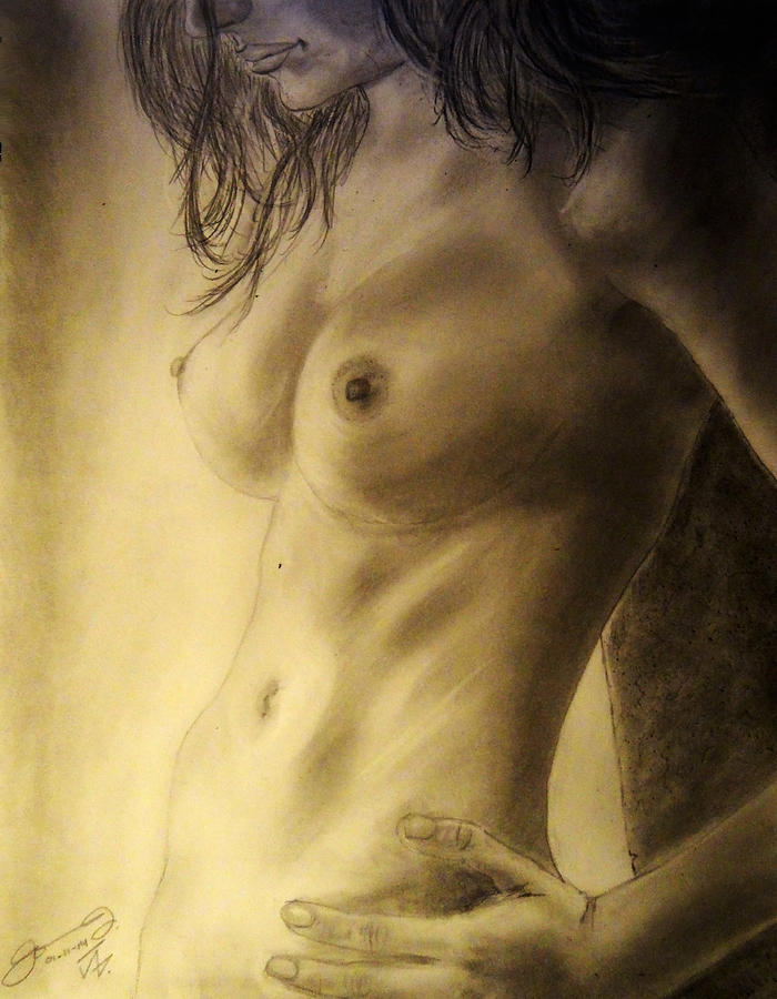 Nude Drawing - Nude Female by Jose A Gonzalez Jr