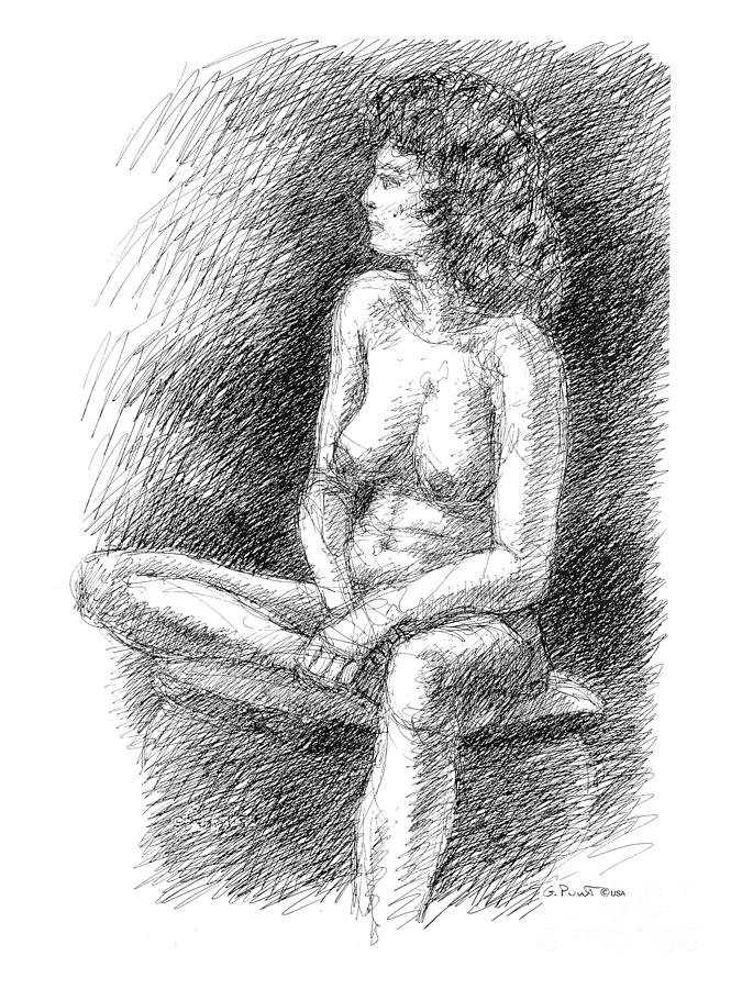 Nude Female Sketches 2 Drawing by Gordon Punt