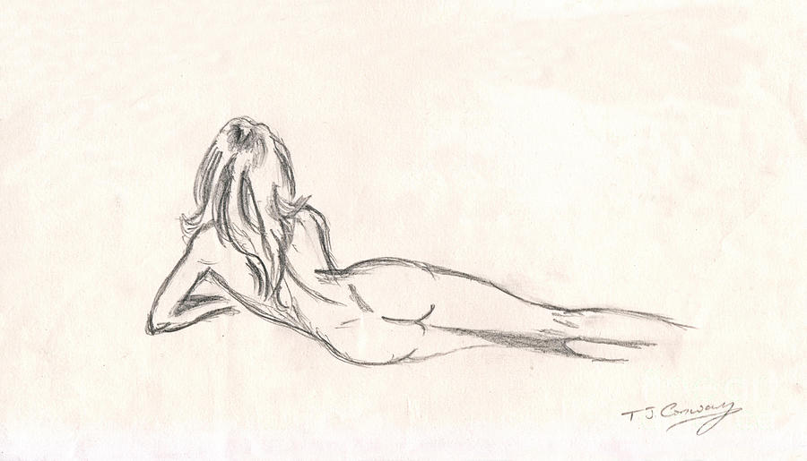 Nude Figure Drawing Drawing by Tom Conway