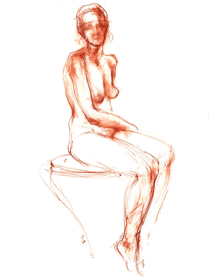 Nude Drawing - Nude Gesture Sketch -10 by Lucy Morar