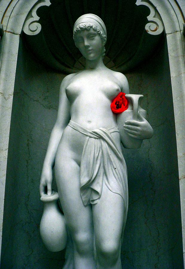 Nude Girl With Her Red Rose Photograph by Jeff Lowe
