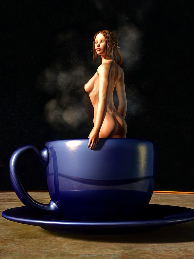 Nude in a Coffee Cup Digital Art by Kaylee Mason