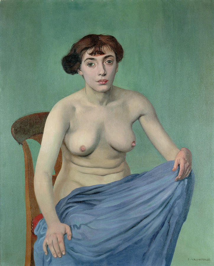 Nude Painting - Nude In Blue Fabric, 1912 by Felix Vallotton