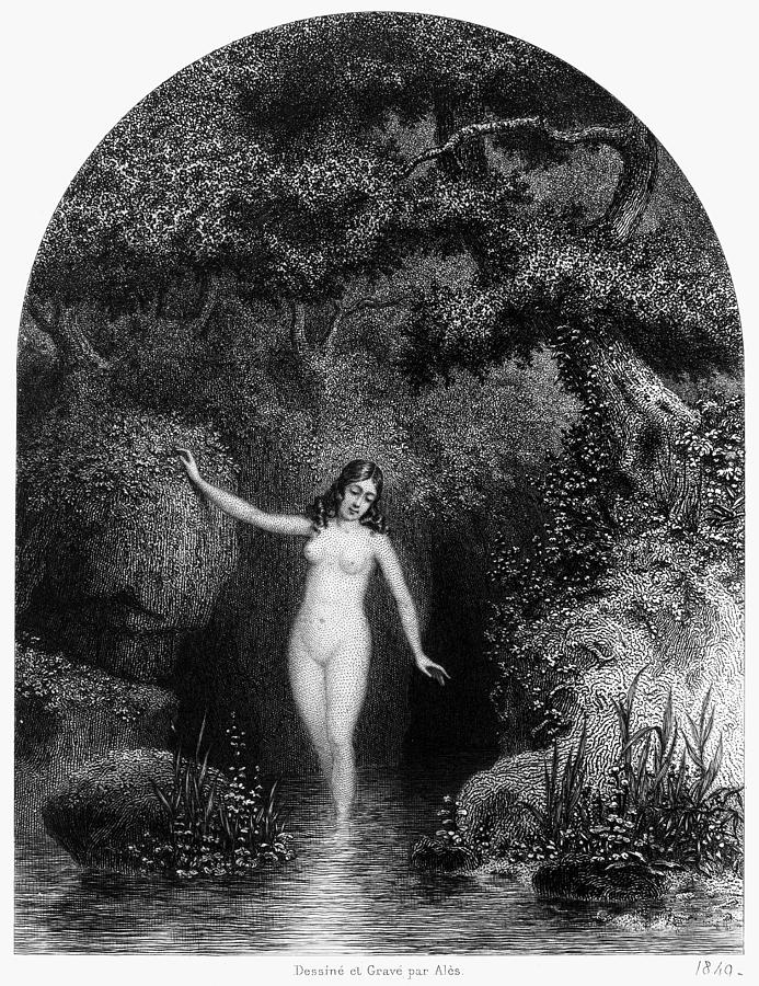 Nude In Nature, 1849 Painting by Granger