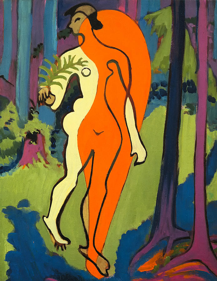 Nude in Orange and Yellow Painting by Mountain Dreams