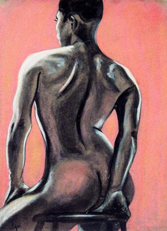 Nude in Pink and Charcoal Pastel by Asha Carolyn Young