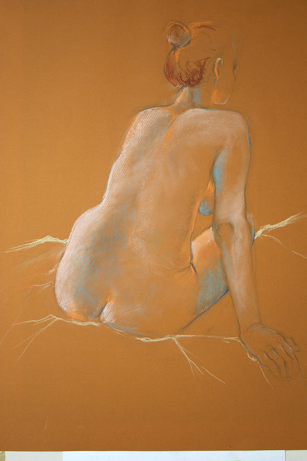 Impressionism Drawing - Nude In Sepia by Victoria Sheridan
