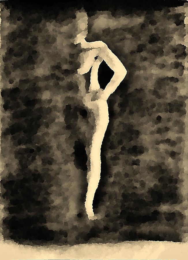 Abstract Mixed Media - Nude in Shadow by Victoria Fischer